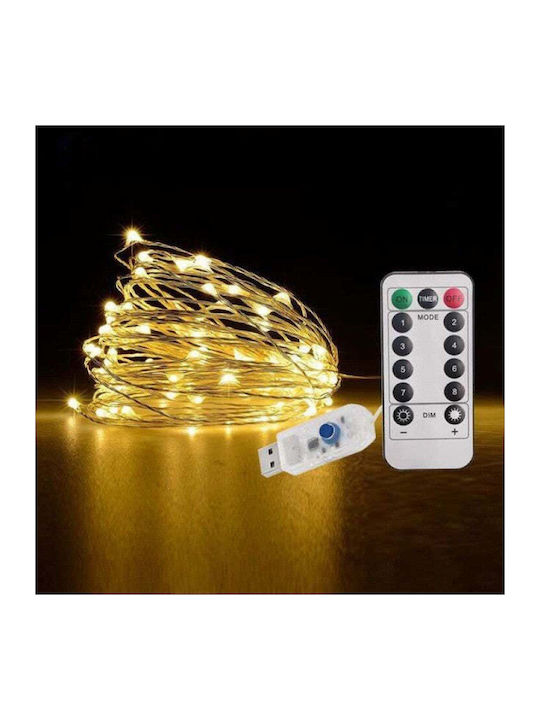 50 Λαμπάκια LED 5μ. Θερμό Λευκό USB σε Σειρά
