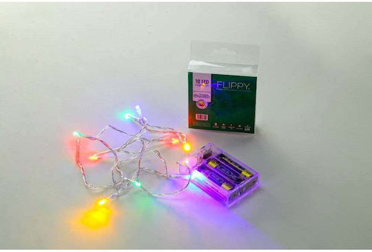 10 Λαμπάκια LED 1μ. Πολύχρωμα Μπαταρίας σε Σειρά