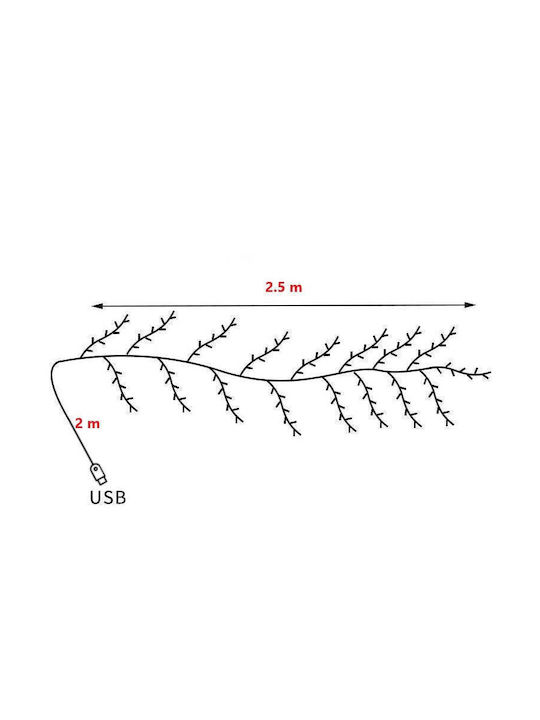 144 Светлини LED 2m. Топъл бял USB тип Лента 1бр