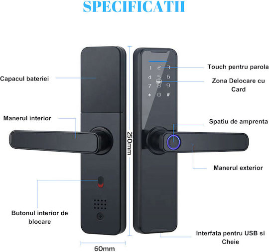 Electronic Lock in color Black with Connectivity Wi-Fi
