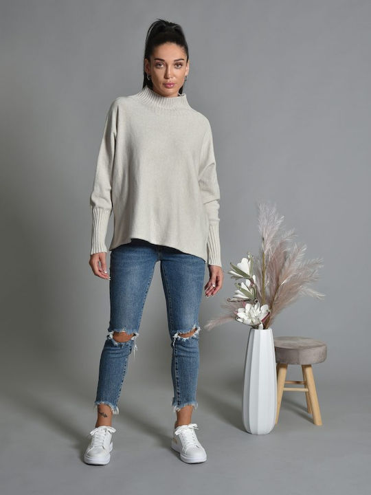 Belle Femme Women's Long Sleeve Sweater Beige