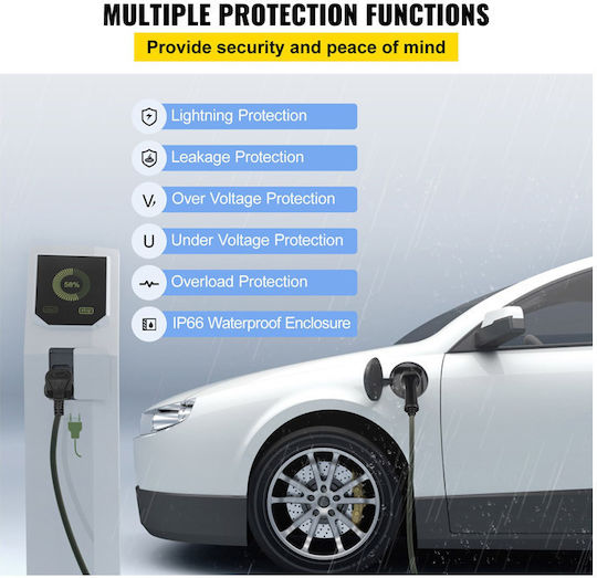 Vevor Tragbar Elektroauto-Ladestation 3kW mit Integriertes Kabel Typ 2 (SX23KW10M220V15KGV2)