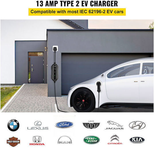 Vevor Tragbar Elektroauto-Ladestation 3kW mit Integriertes Kabel Typ 2 (SX23KW10M220V15KGV2)