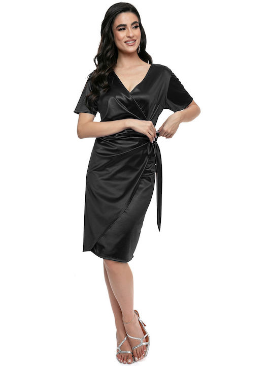 Elegantes Midi-Satin-Kleid mit Schleife