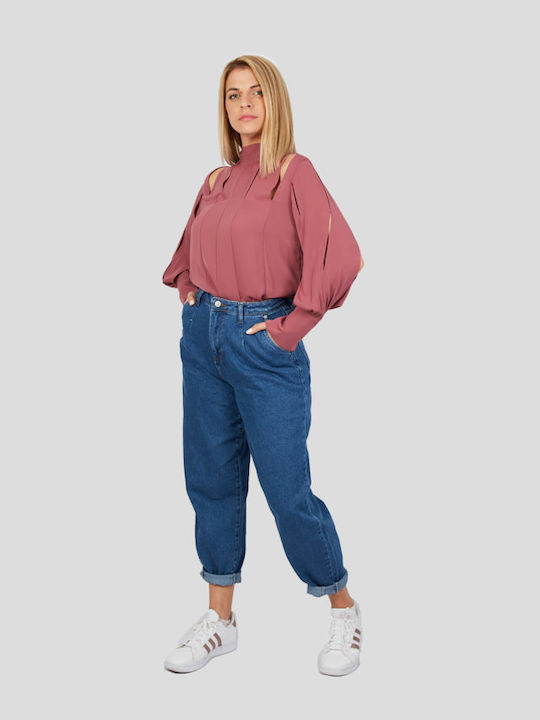 Damen Bluse Schulterfrei Rosa