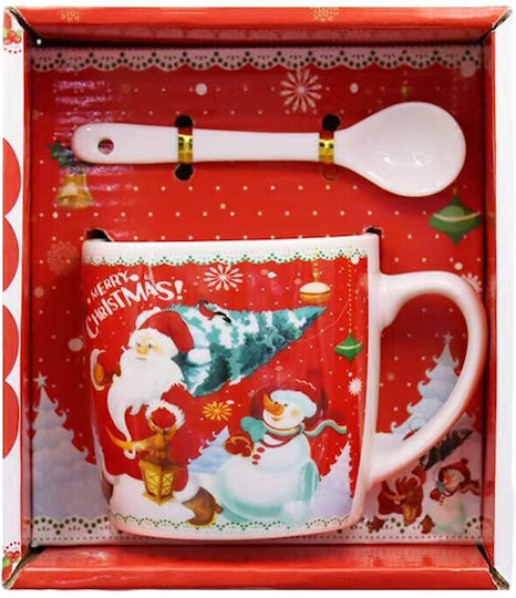 Set Christmas Cups Ceramic Red L7.2xW7.2cm. 2pcs