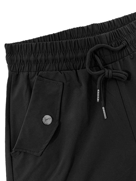 Ustyle Women's Fabric Trousers in Regular Fit Black