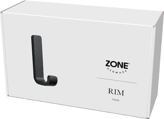 Zone Denmark Άγκιστρο Μπάνιου Μονό με Βίδες ​4x8.5cm Μαύρο