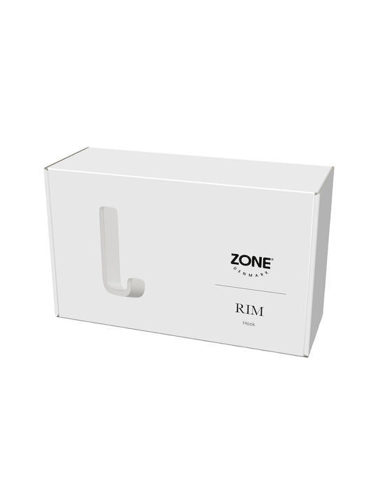 Zone Denmark Άγκιστρο Μπάνιου Μονό με Βίδες ​4x8.5cm Λευκό