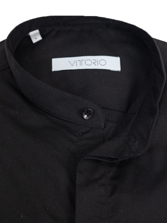 Vittorio Artist Men's Shirt Long Sleeve Cotton Black