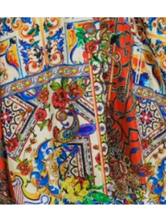 Ble Resort Collection 100% Καφτάνι Παραλίας ΚΙΤΡΙΝΟ/ΚΟΚΚΙΝΟ.