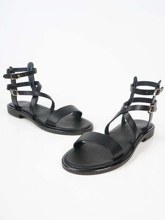 Sandale Casual Damă Din Piele Negre
