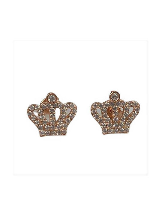 925 Silver Crown Earrings Blown Rose Gold