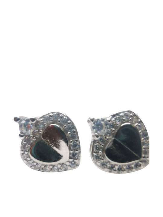 Earrings Silver 925 Heart One Stone Mini Zircons