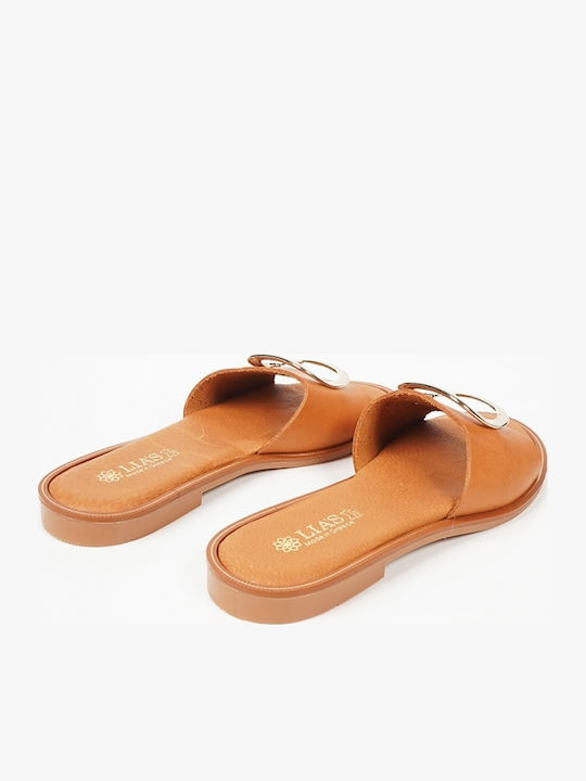 Leather Sandals with Bold Buckle Natural Leather 15084