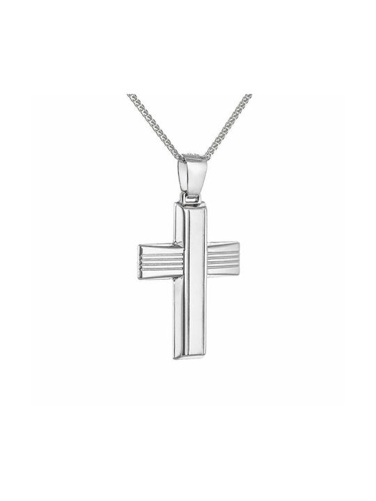 Ioannis Kosmima Men's White Gold Cross 14K Double Sided with Chain