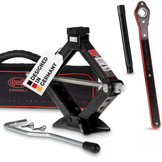 Heyner Hand Operated Scissor Jack with Lifting Capacity up to 38cm and Weight Capacity up to 1.5 Tons