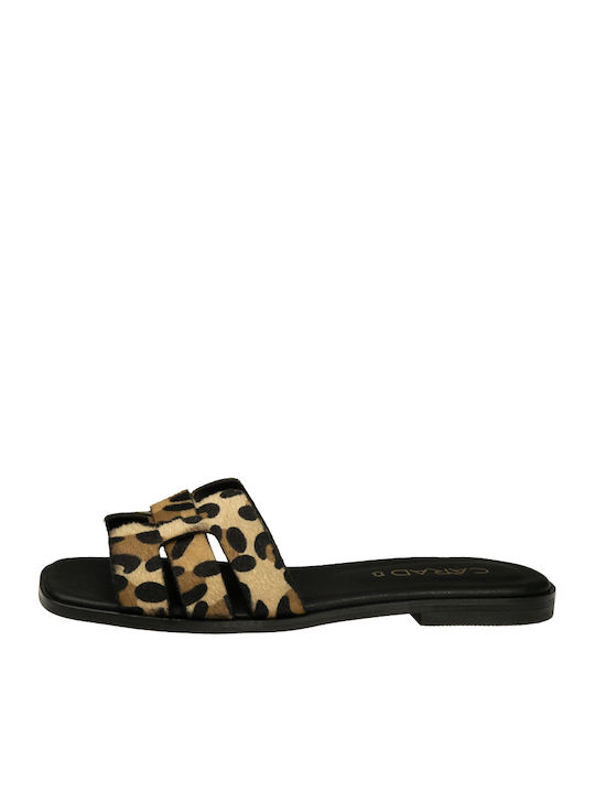 Leather Women's Flat Sandals Leopard