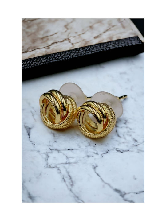 Gold Stud Earrings with Open Knot