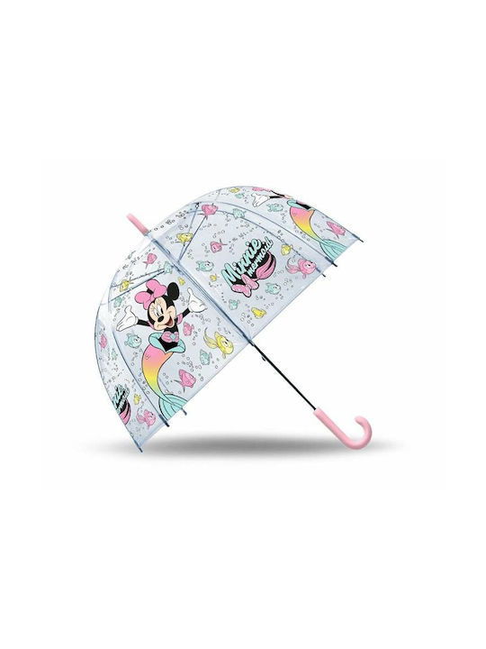 Minnie Mouse Umbrelă pentru copii Mâner curbat transparentă cu diametrul de 46cm.