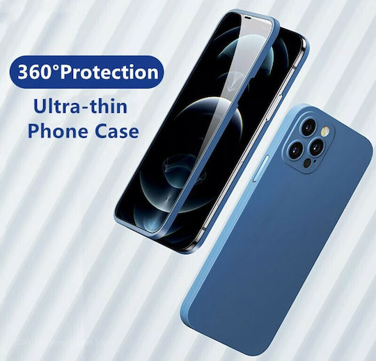 Powertech Umschlag Rückseite Gehärtetes Glas / Silikon 0.33mm Set mit Glas Schwarz (iPhone 12 / 12 Pro)