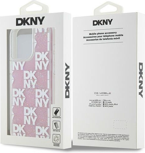 DKNY Liquid Glitter Checkered Pattern Back Cover Πλαστικό / Σιλικόνης Ροζ (iPhone 15 Pro Max)