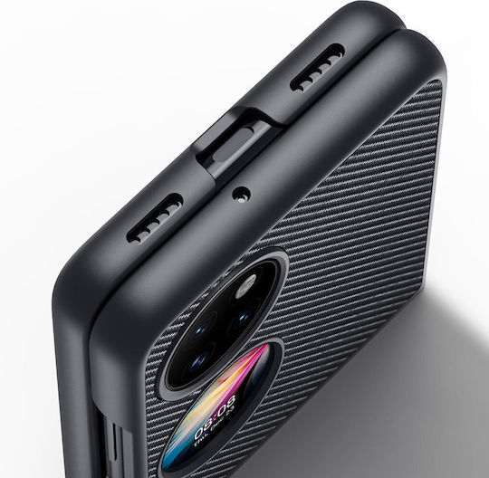 Dux Ducis Fino Umschlag Rückseite Silikon / Stoff / Gehärtetes Glas Schwarz (Huawei P50)