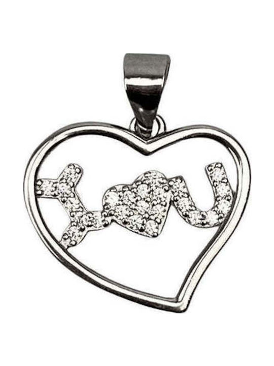 925 Silver Heart Pendant I Love U