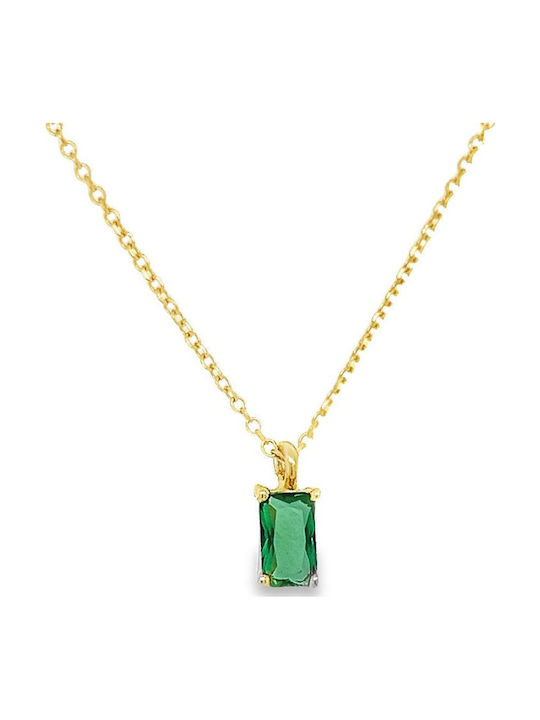 Xryseio Necklace Solitaire From 9 K Gold With Green Zircon