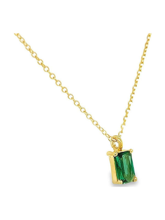 Xryseio Necklace Solitaire From 9 K Gold With Green Zircon
