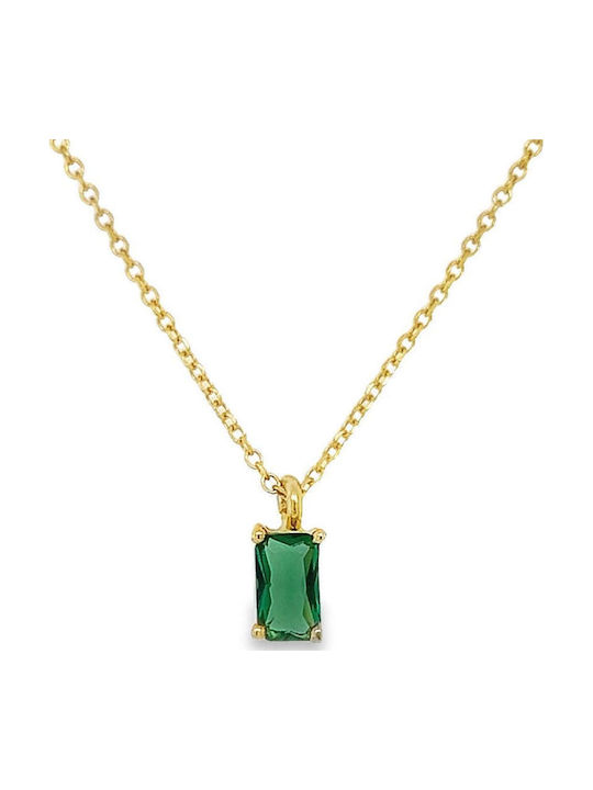 Xryseio Necklace Solitaire From 9 K Gold With Green Zircon