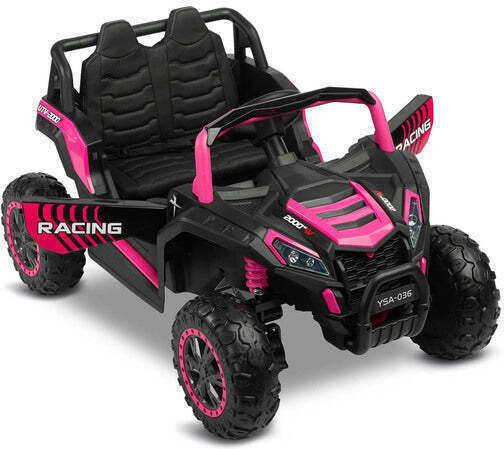 Caretero Two Seater Electric Ride On Car with Remote Control 12 Volt Pink for 3+ Years