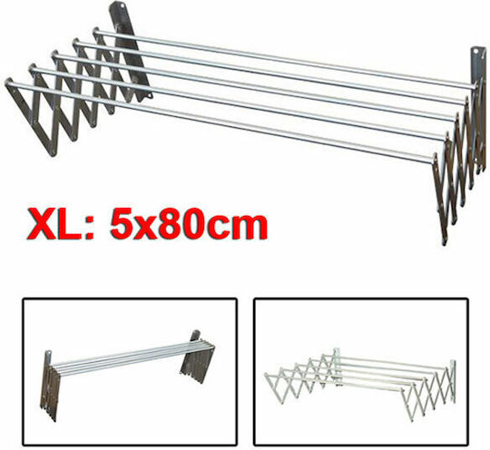 Folding Wall Clothes Drying Rack Made of Aluminum with Hanging Length 5m