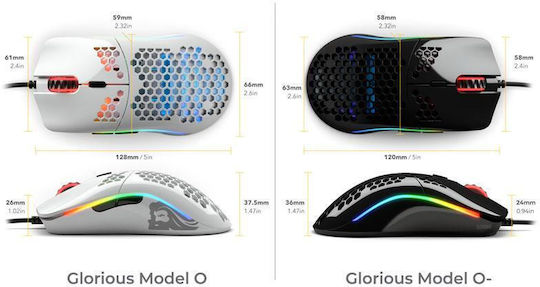 Glorious PC Gaming Race O Minus RGB Gaming Ποντίκι 12000 DPI Glossy Black