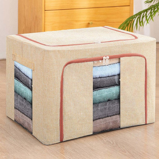 Fabric Storage Box with Lid Transparent 60x42x40cm 1pcs