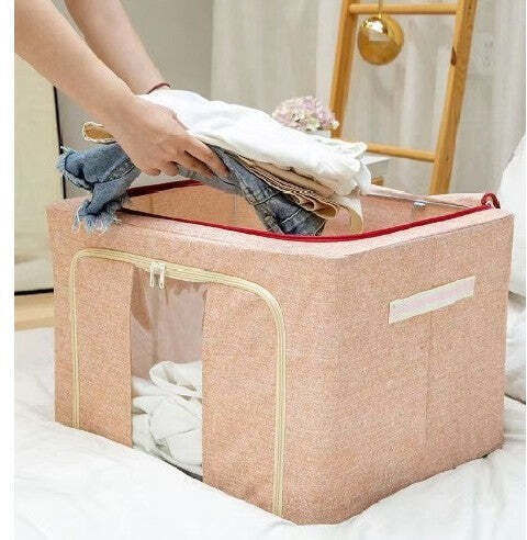 Fabric Storage Box with Lid Gray 50x40x33cm 1pcs