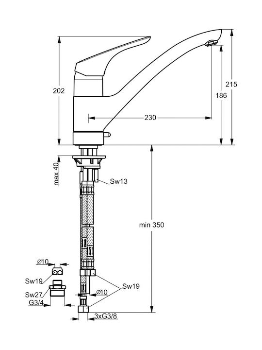 Ideal Standard Cerasprint Кухненски Смесител Настолен Сребриста