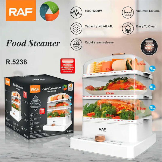 Raf R5238 Food Steamer with 3 Steaming Decks 12lt