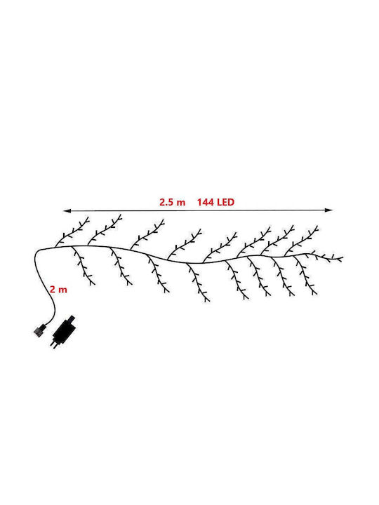 144 Светлини LED 2m. Топъл бял тип Лента 1бр