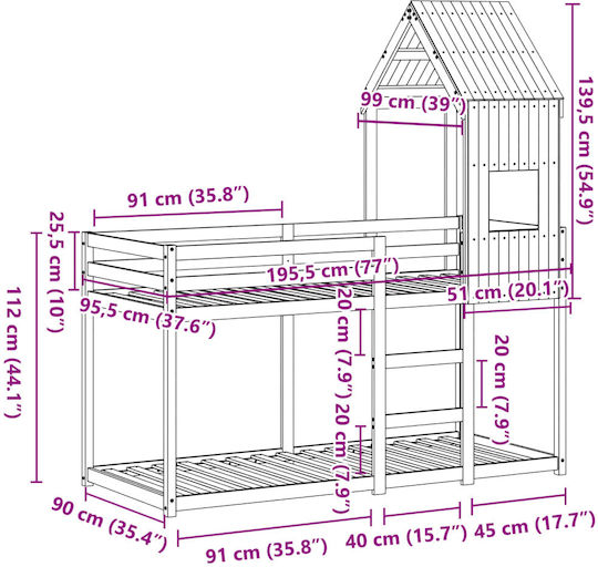 Pat pentru Copii Cușeta Single Bej pentru Saltea 90x190cm