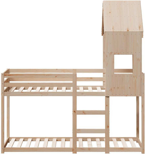 Pat pentru Copii Cușeta Single Bej pentru Saltea 90x190cm