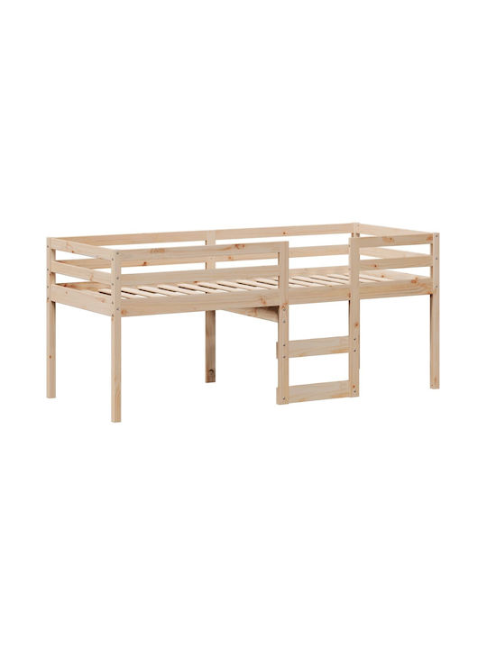 Pat pentru Copii Loft Bed Single Bej pentru Saltea 90x190cm