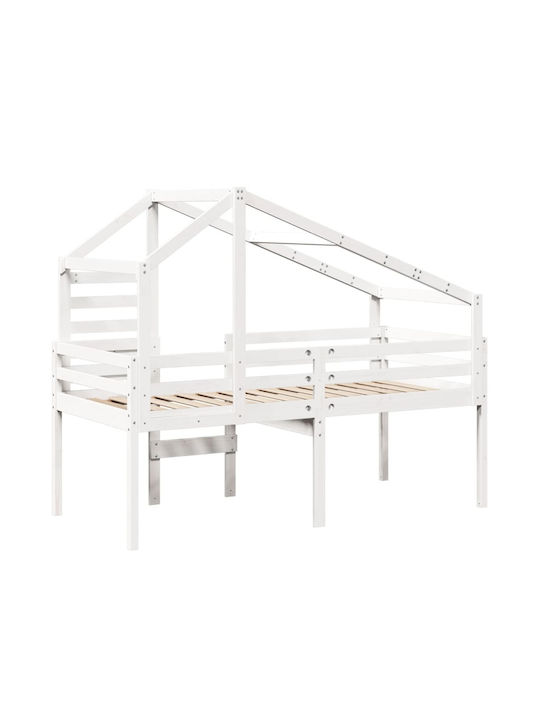 Kinderbett Hochbett Einzeln Weiß für Matratze 90x190cm