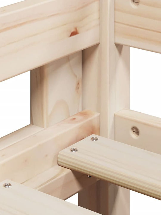 Pat pentru Copii Loft Bed Single Bej pentru Saltea 90x190cm