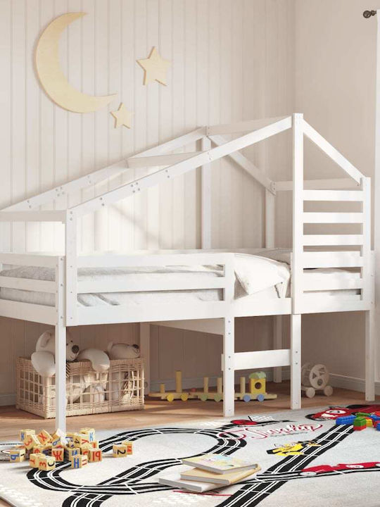 Kinderbett Hochbett Einzeln Weiß für Matratze 90x190cm