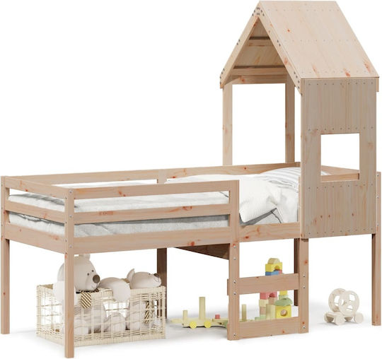 Kids Bed Loft Bed Single Beige for Mattress 90x190cm