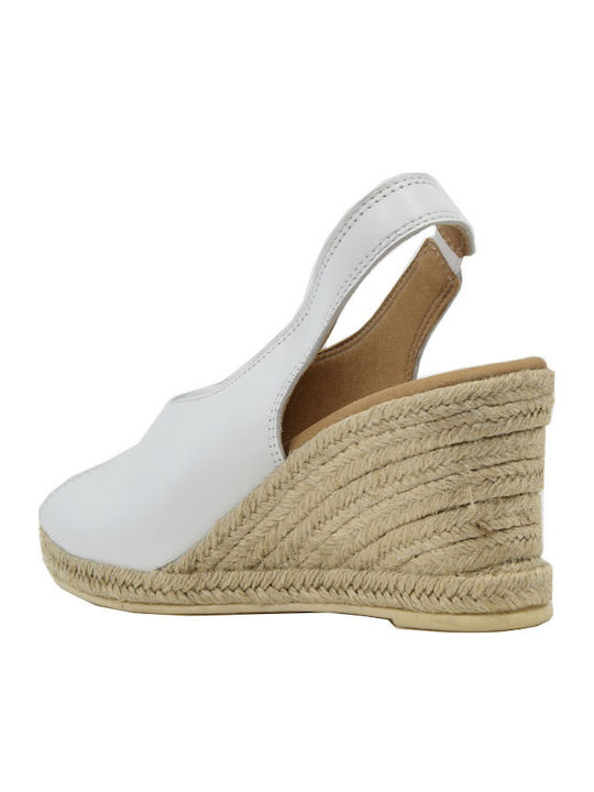 Women's Leather Peep Toe Platforms White