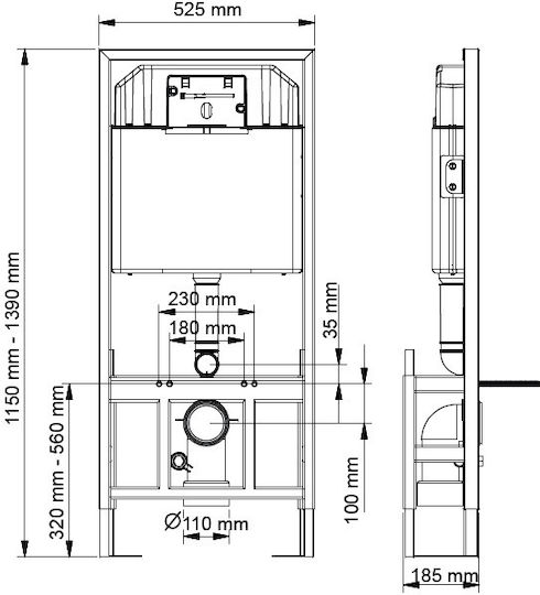 Karag Eingebaut Kunststoff Toiletten-Spülung Rechteckig