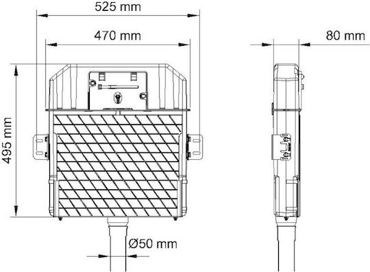 Karag Built-in Plastic Low Pressure Rectangular Toilet Flush Tank