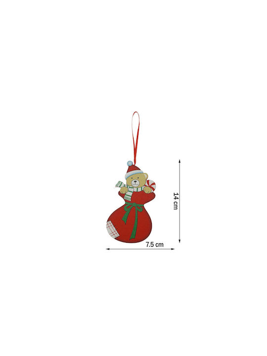 Ornament suspendat Ursulet Din lemn Roșu 7.5x14buc